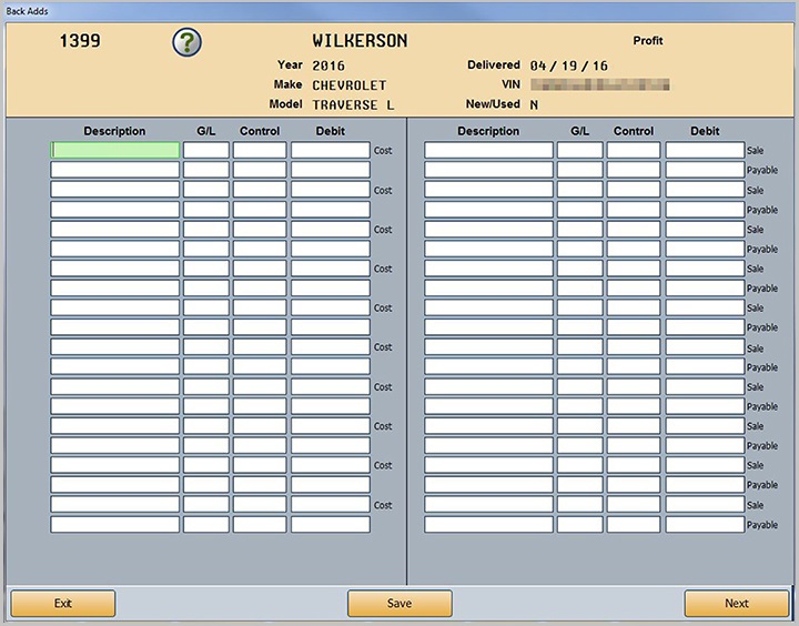 Making a Vehicle Sales Journal Entry
