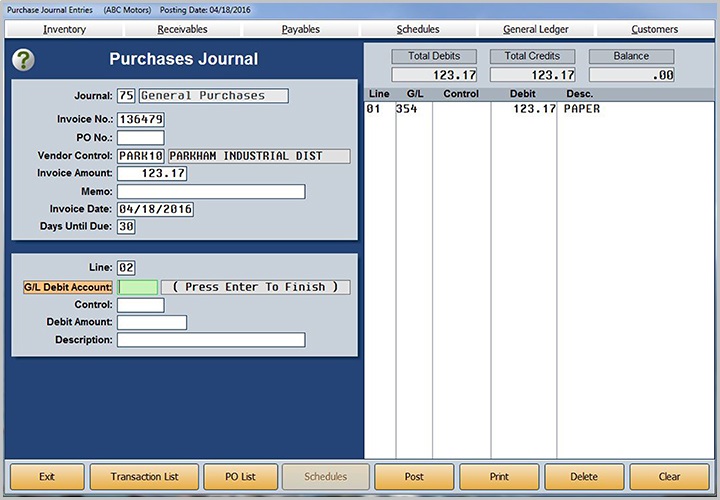 Making a Purchase Journal Entry